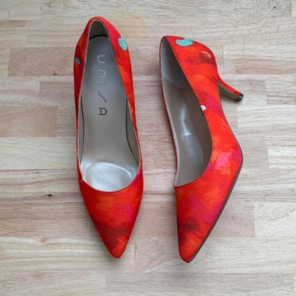 Y2K Coral Orange Heel Size 6 coral pink red y2k 90s bright color - Picture 2 of 8